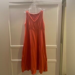 Eileen Fisher maxi dress -coral color cotton jersey stretch size 6